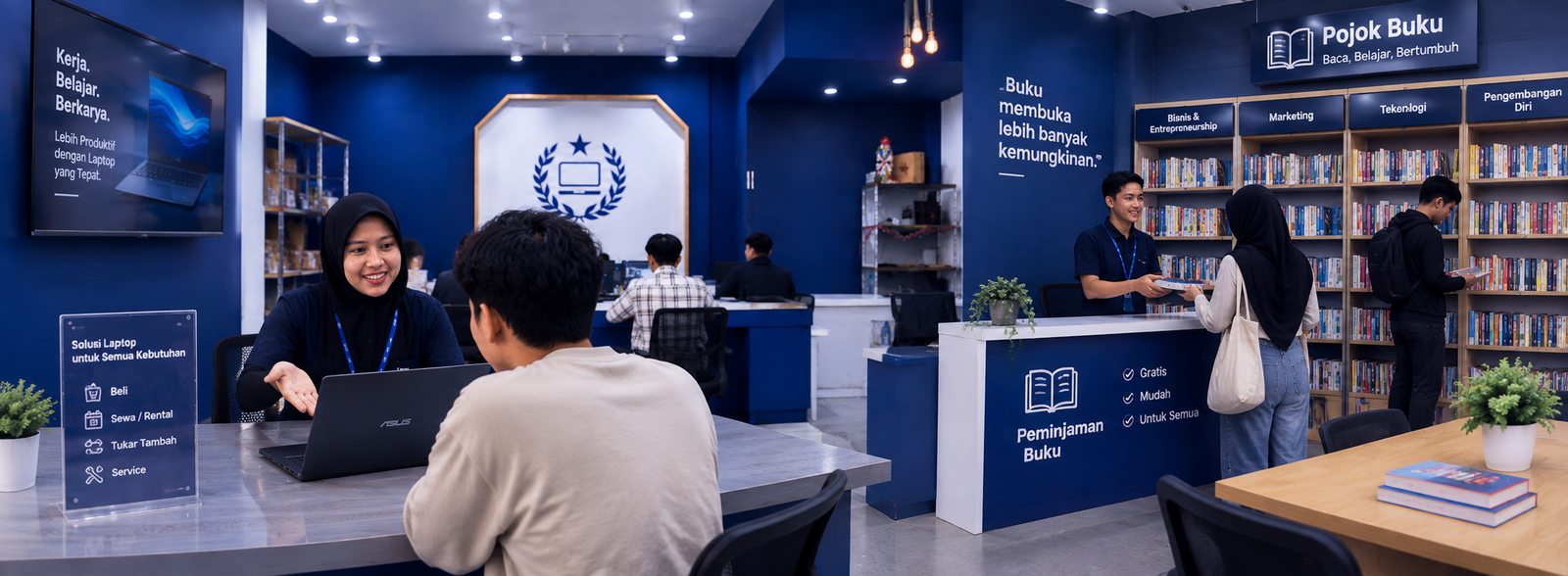 Ruang baca dan layanan peminjaman buku SPPG di Republic Laptop